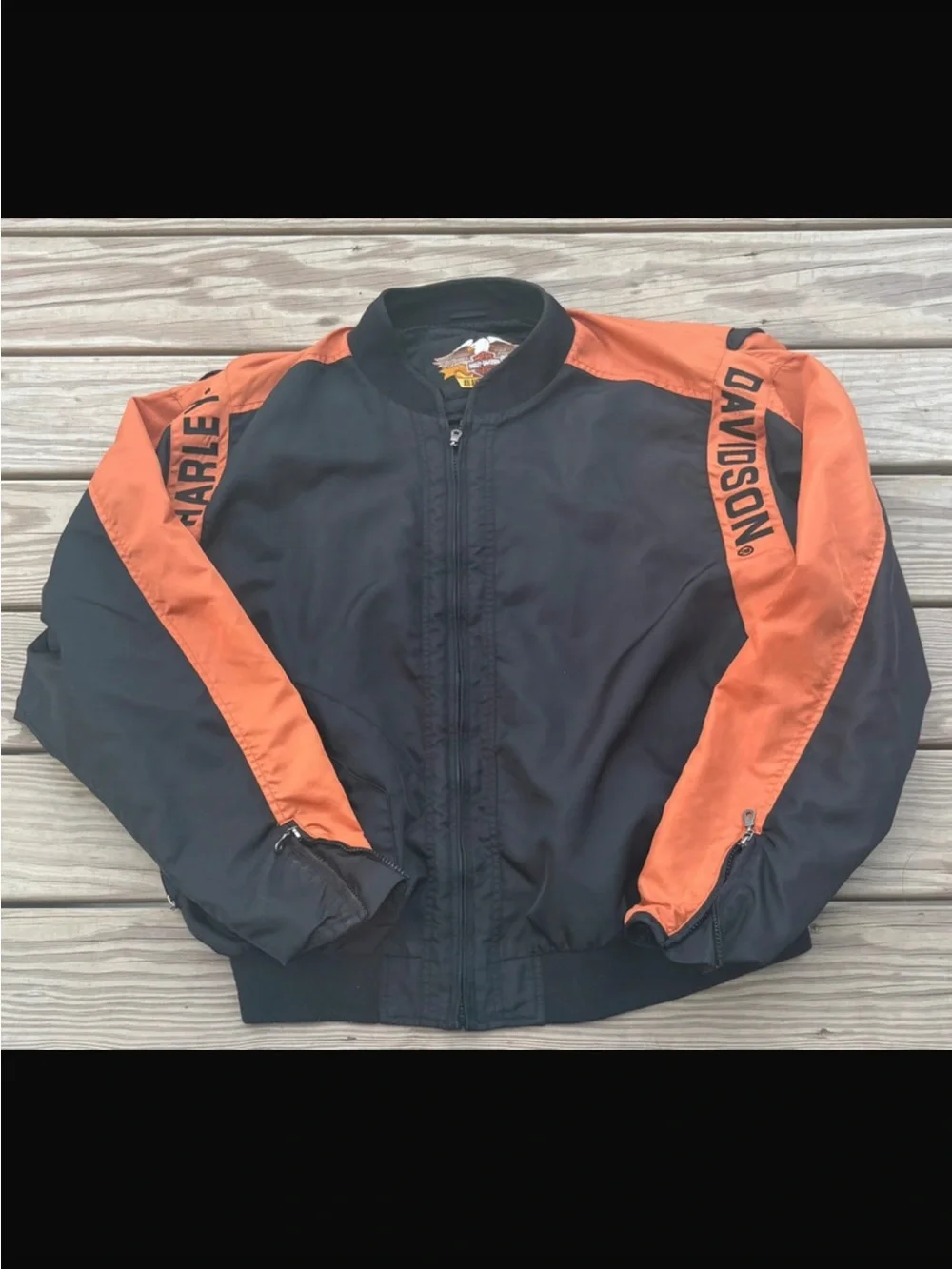Harley-Davidson Black and Orange Motorcycle Performance Jacket